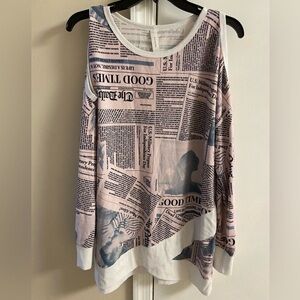 Honeyme Monochrome newspaper Text Print Top Large